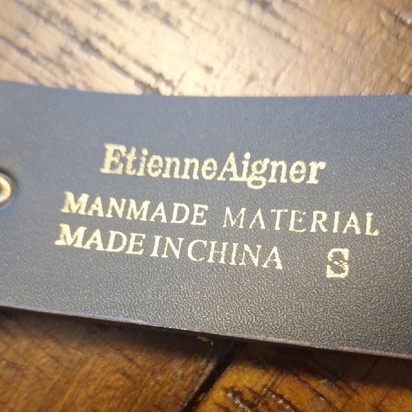 Etienne Aigner Brown Croco Embossed Faux Belt with 3 Horsebite Buckles Sections - Picture 5 of 8